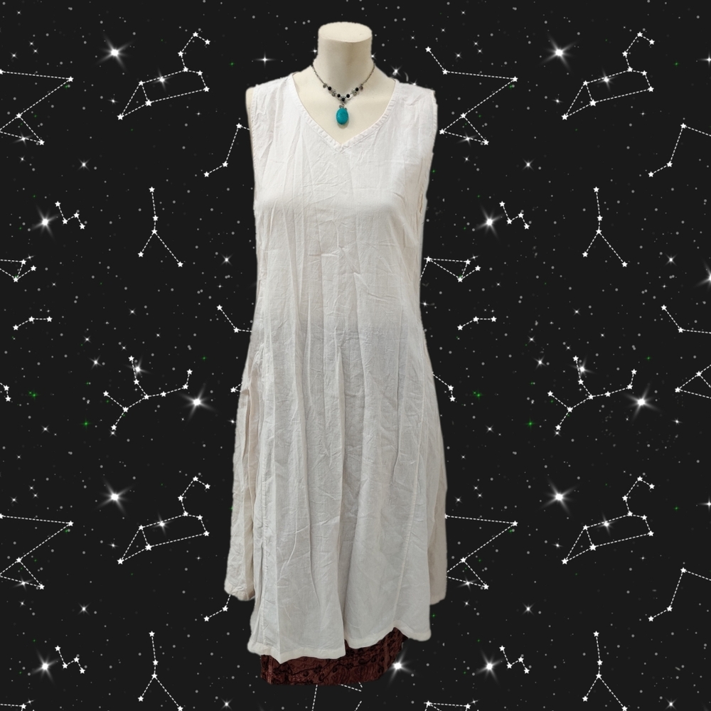 Sleeveless Kurta White Cotton Linen